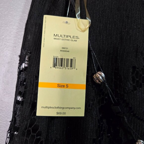 NWT Multiples Women's Small Gothic Glam Witchy Whimsigoth Black Lace Skirt Fring - Picture 6 of 9